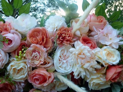 Wedding Arch Flowers in Coral, Blush, Ivory, Wedding Flowers - image4